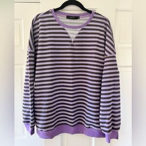 NEW trending long sleeve pullover top. Oversized fit.Purple stripes. Size Large.
